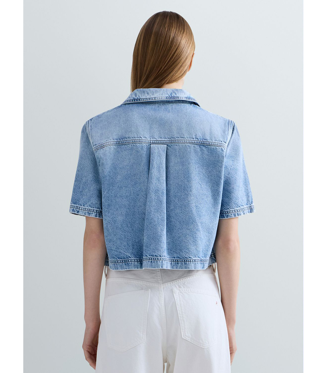 クロップドAged Lookデニムシャツ 詳細画像 ライトブルー 3